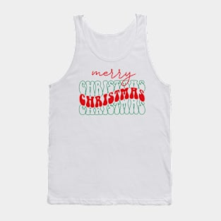 Retro Groovy Merry Christmas Womens Tee Gifts For Women Tank Top